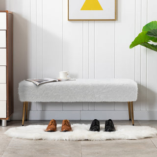 Soft-Touch Faux Fur Bedroom Bench, White