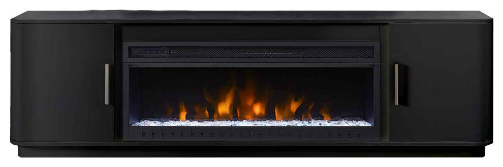 Modern 84" Fireplace Console Entertainment, Black