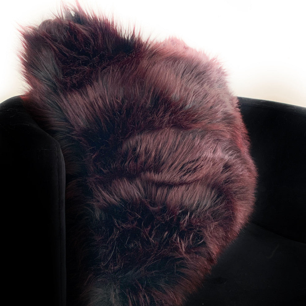 Plutus Purple Fancy Plush Animal Faux Fur Luxury Throw Pillow, 18"x18"