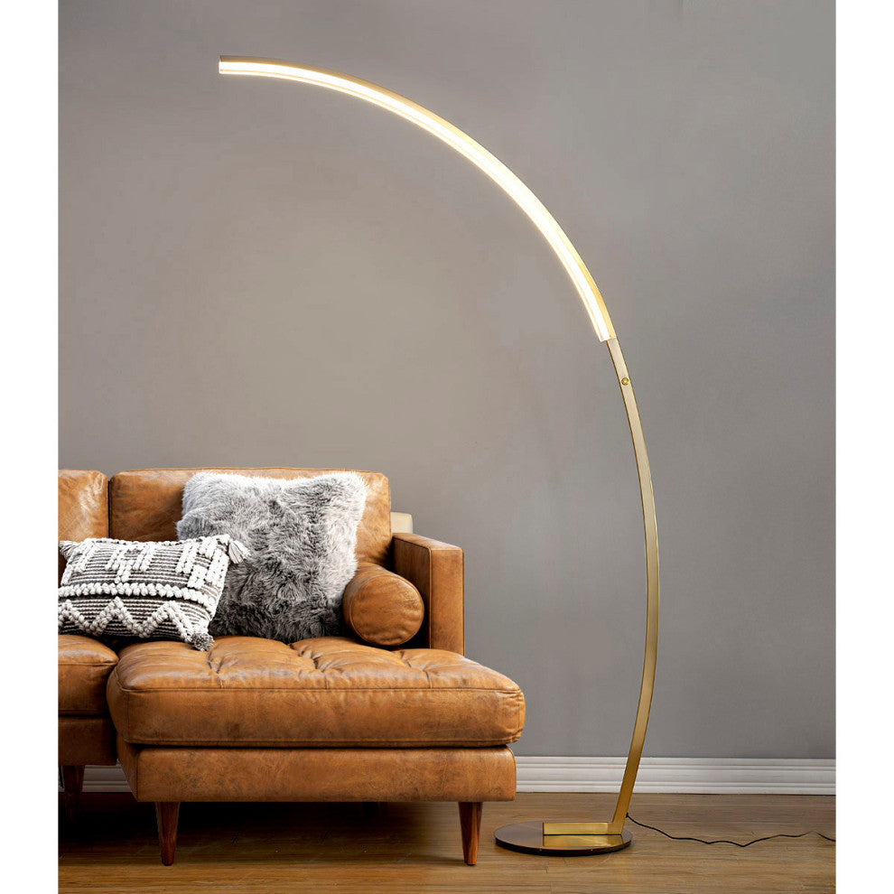 Launch Dimmable LED Linear Arch Floor Lamp, Brass