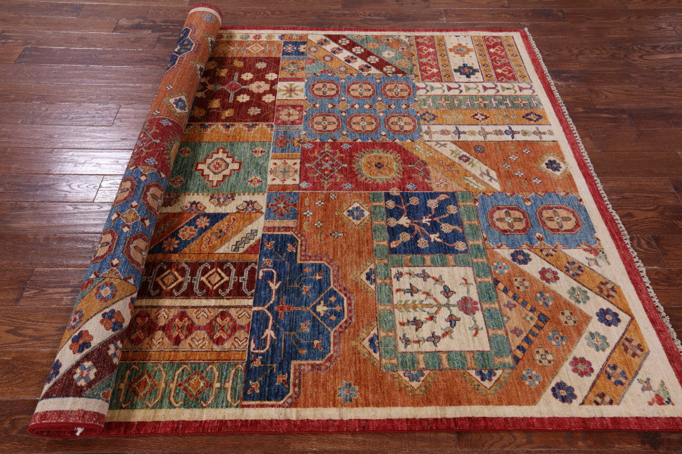 5' 11" X 8' 0" Hand-Knotted Super Kazak Wool Rug - Q11027