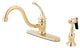 Kingston Brass Single-Handle Kitchen Faucet With Brass Sprayer, Polished Brass