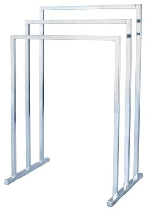Kingston Brass Pedestal 3-Tier Steel Construction Towel Rack, Polished Chrome