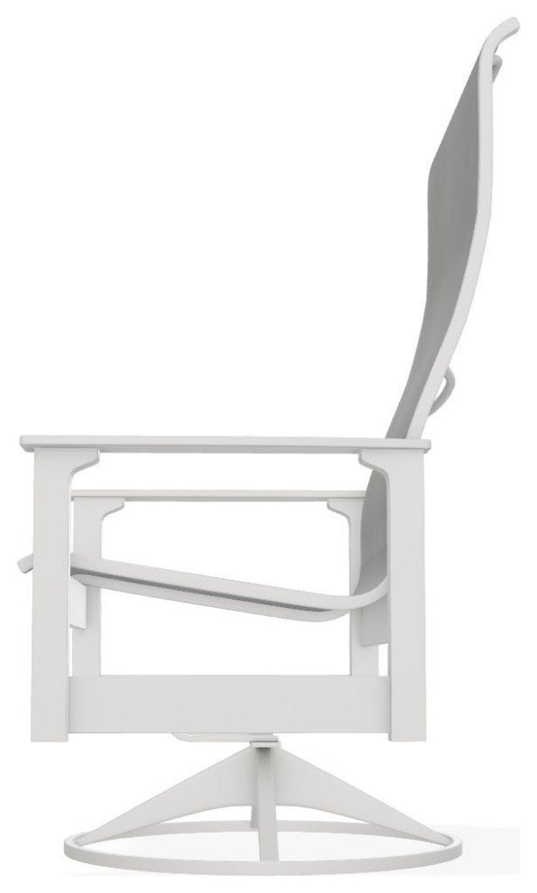 Leeward Sling Outdoor Swivel Rocker, Alloy/Snow