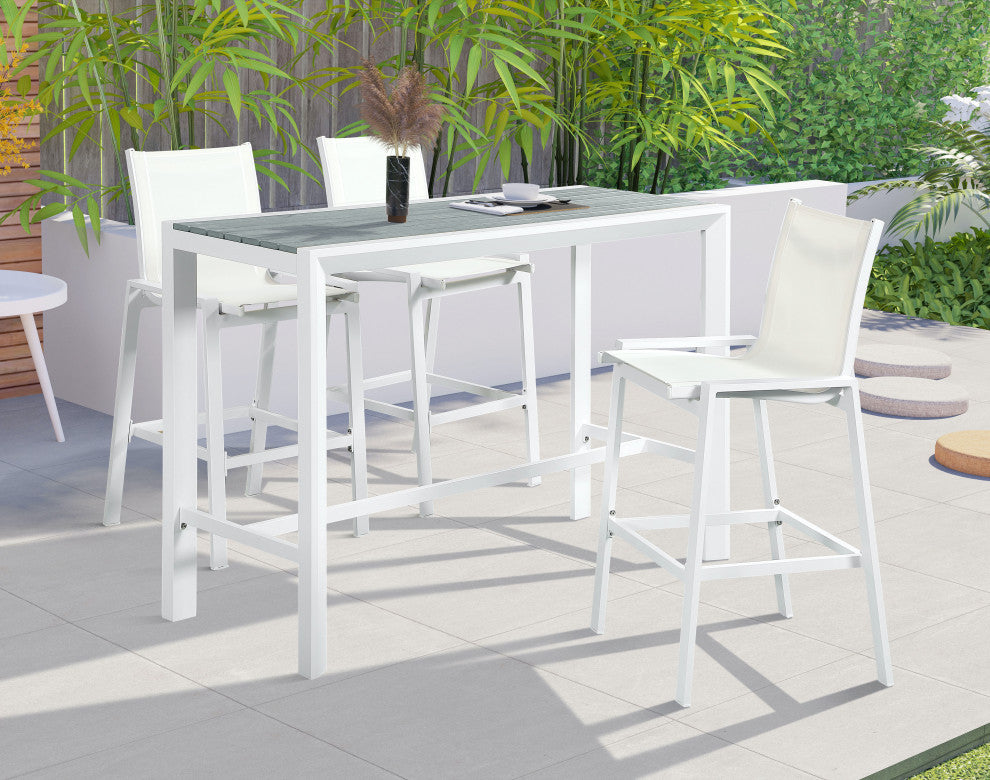 Nizuc Outdoor Rectangular Patio Bar Table, Light Gray