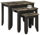 52" Dark Brown And Brown Faux Marble Nested Tables