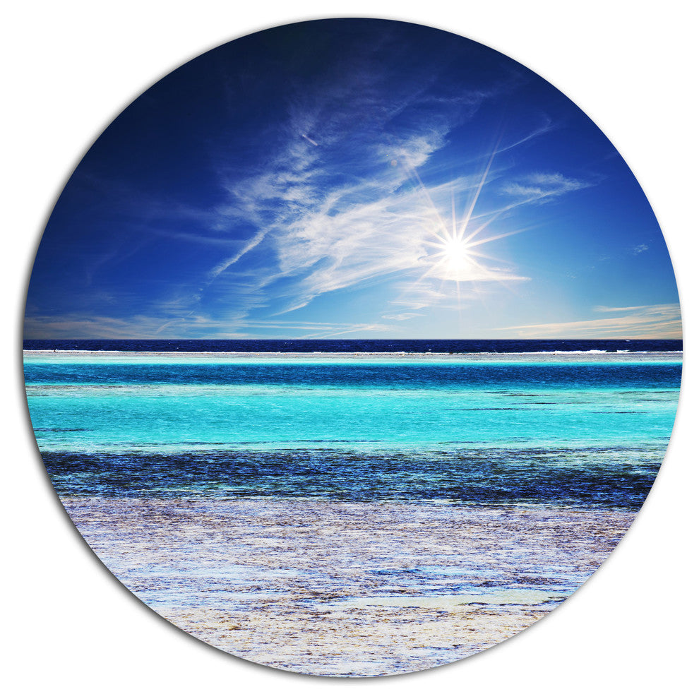 Crystal Clear Sea Under Sunlight, Seashore Round Wall Art, 36"