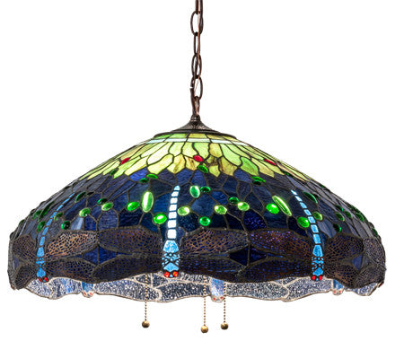 Meyda Lighting 26214 22" Wide Tiffany Hanginghead Dragonfly Pendant