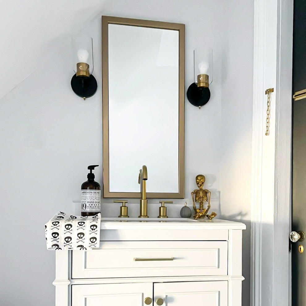 Ellis Framed Wall Mirror, Champagne Gold, 28"x60"