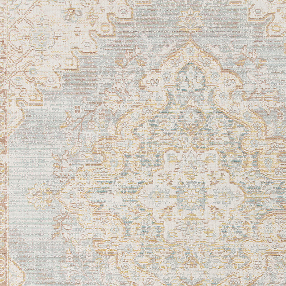 Century Leeds Runner, Blue, 2'6" x 8', Medallion