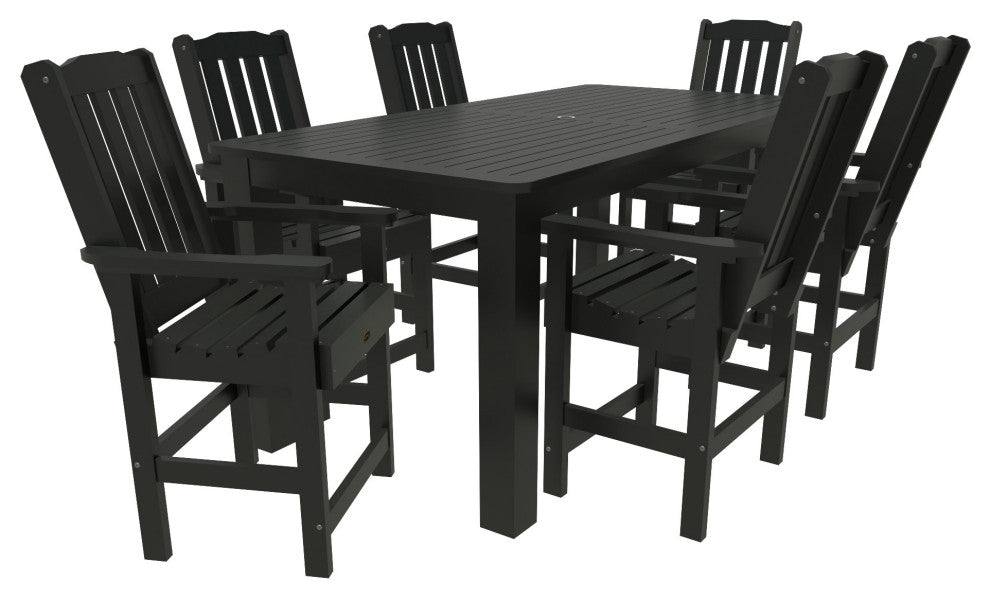 Springville 7-Piece 42x84 Counter Dining Set, Weathered Acorn, Black