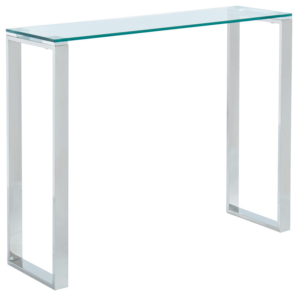 Stainless Steel and Glass Console Table