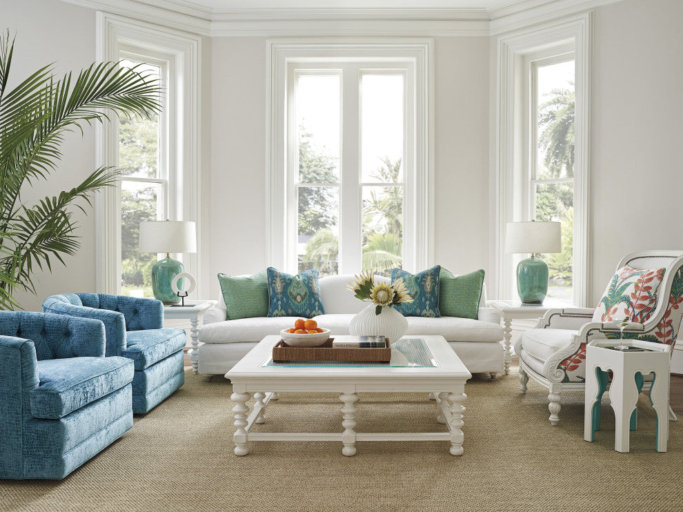 Bilbao Hexagonal End Table With Teal Accents