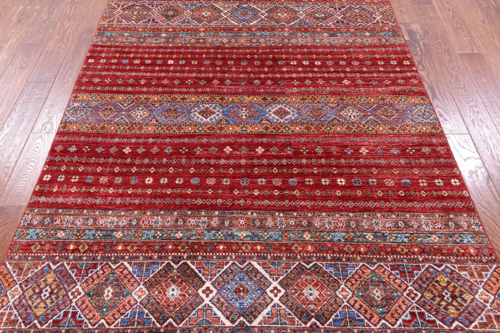 5' 7" X 7' 10" Super Kazak Khorjin Hand Knotted Rug - Q12926