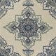 5' X 7' Ivory Or Blue Vines Bordered Uv Treated Indoor Outdoor Area Rug