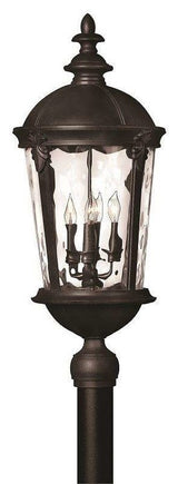 Windsor Outdoor Post/Pier Mount, Black With Clear Water Glass Glass