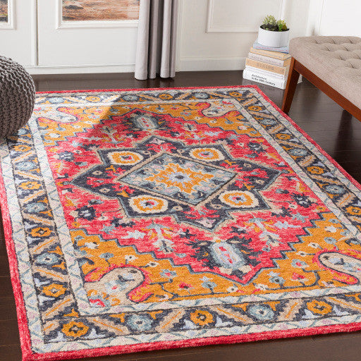 Surya Panipat PNP-2302 5'x7'6" Rug, Pink/Burnt Orange/Peach/Ivory/Taupe/Gray/Ink