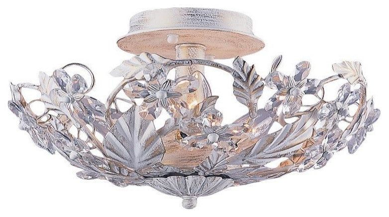 Paris Market 6 Light Ceiling Mount in Antique White with Clear Hand Cut Crystal