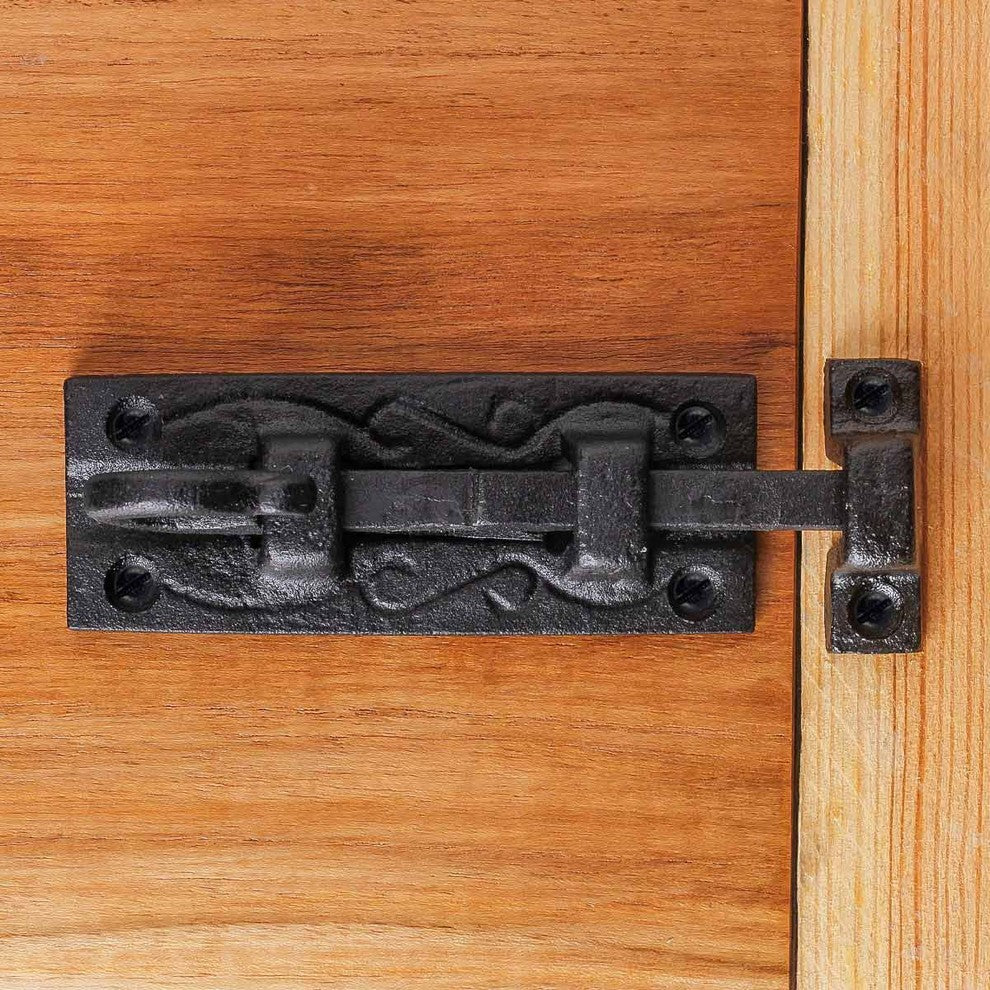 Renovators Supply Door Lock Latch 4" Wrought Iron Black Offset Slide Bolt Latch