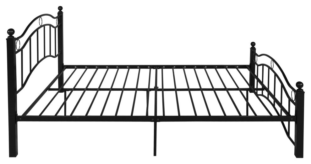 Hallie Contemporary Iron King Bed Frame, Flat Black