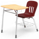Modern Desk With Integrated Chair, Spacious Top & Ventilated Plastic Seat, Red
