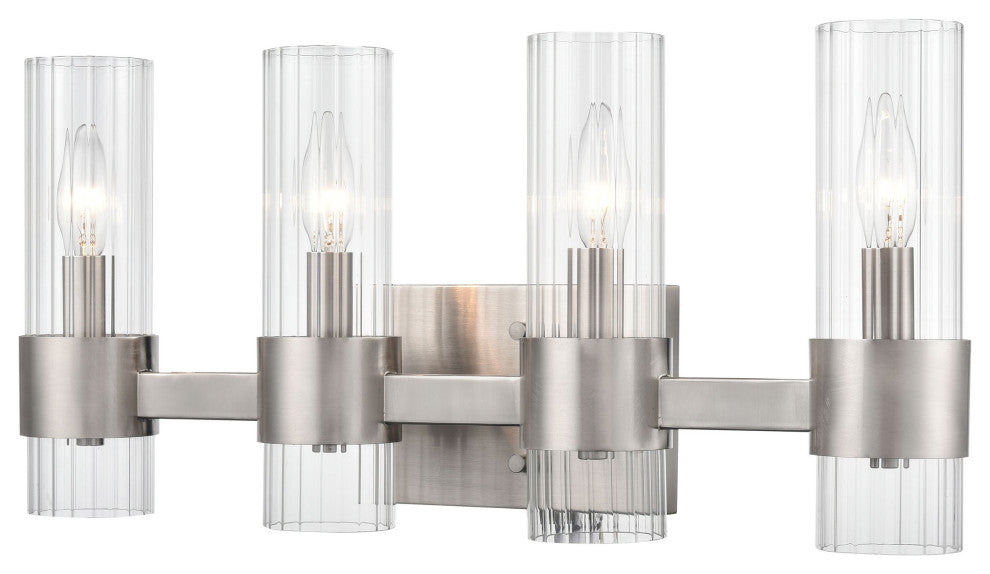 4 Light 21.5" Brushed Nickel Bathroom Vanity Light
