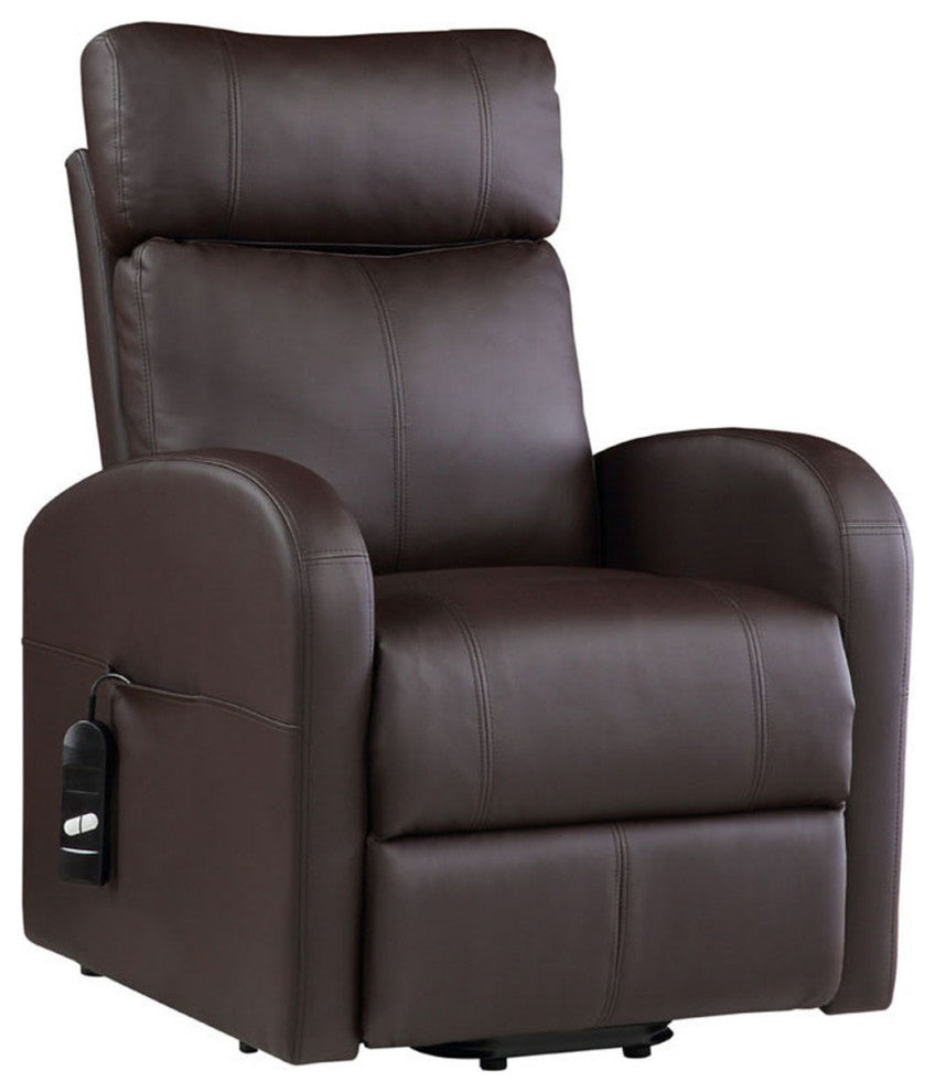 Faux Leather Upholstered Power Lift Recliner, Brown
