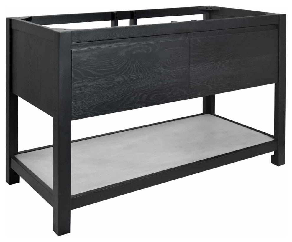 Solace Vanity with Ash Concrete Shelf, Base Only, Midnight, 48"