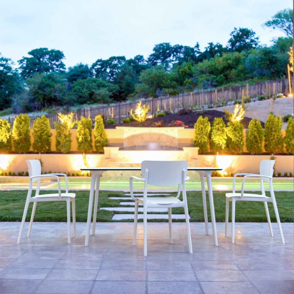 Lisa Outdoor Dining Arm Chair, Set of 2, White