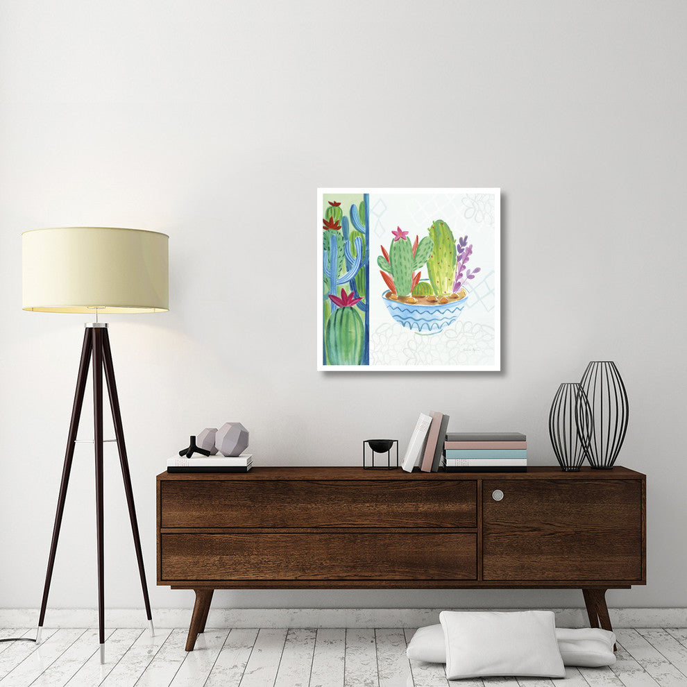 "Cacti Garden II no Birds and Butterflies" Paper Print by Farida Zaman, 32"x32"