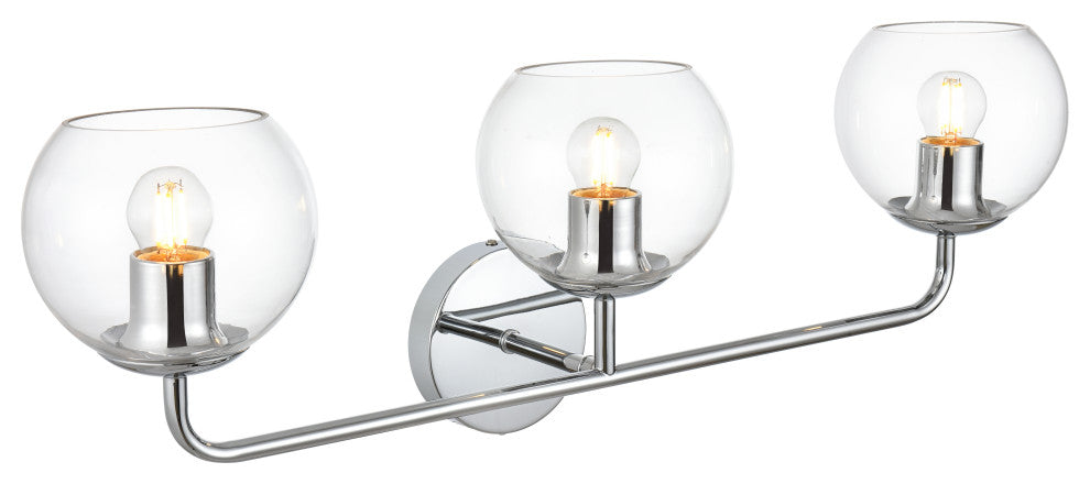 3 Light Chrome And Clear Bath Sconce