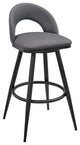 Lottech Swivel Counter Stool in Black Metal and Grey Faux Leather