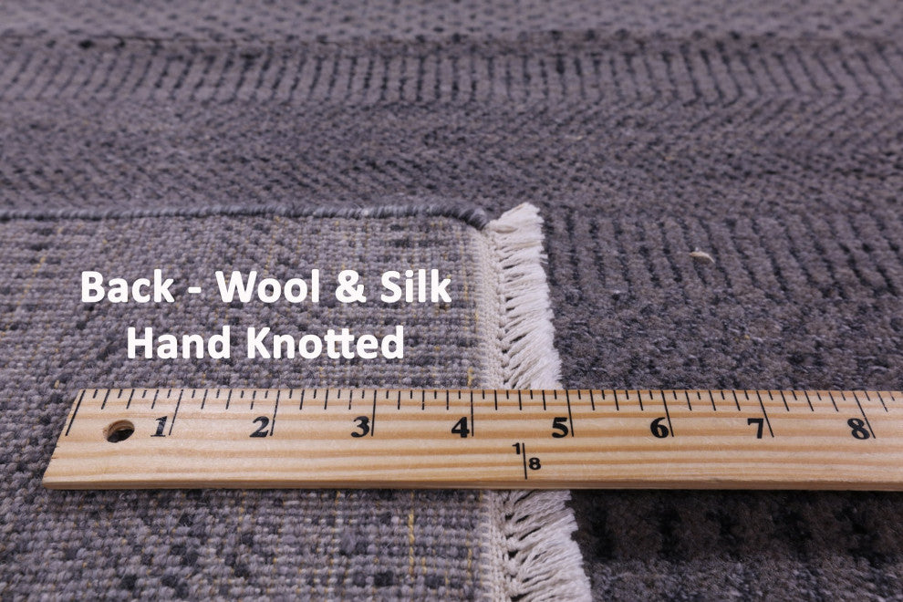 Savannah Grass Wool and Silk Gabbeh Hand Knotted Rug 9' 0" X 11' 10" Q6522