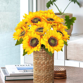 Set of 12 Artificial Sunflower Stem Spray 19"