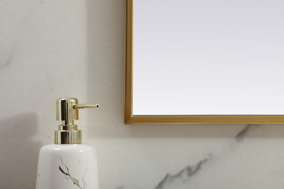 Metal Frame Arch Mirror 42X30 Inch, Brass
