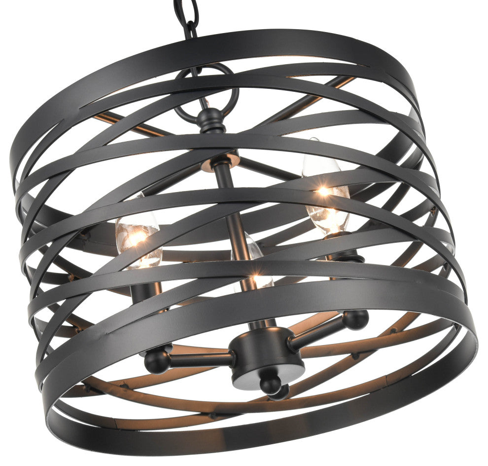 3 Light 13.5" Matte Black Pendant