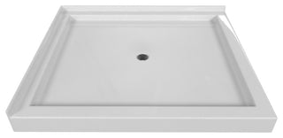 Valley Acrylic Double Threshold Acrylic Center Drain Shower Base 48", White, 48"