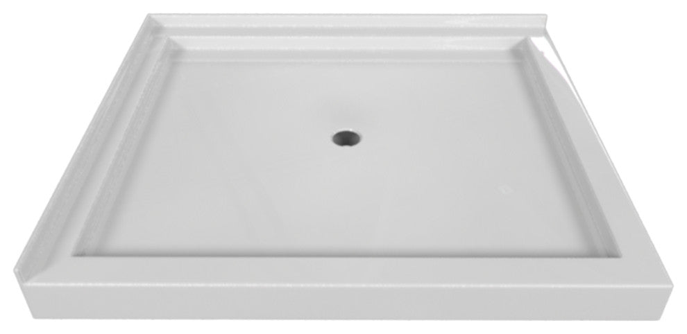 Valley Acrylic Double Threshold Acrylic Center Drain Shower Base 48", White, 48"