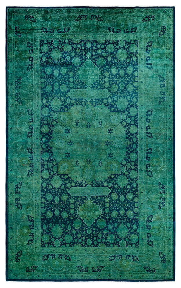 Fine Vibrance, One-of-a-Kind Handmade Area Rug Blue, 14'10"x9'3"