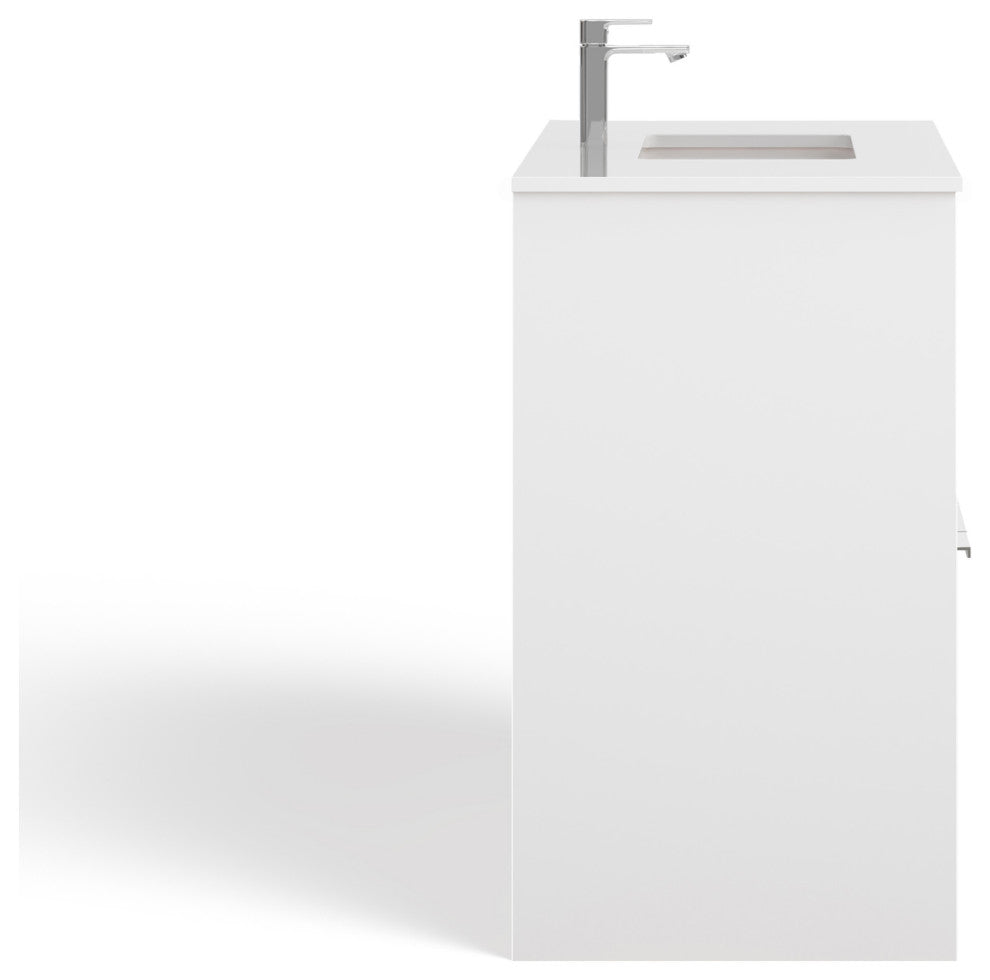 Esconde Bath Vanity, High Gloss White, 36", Single Sink, Freestanding