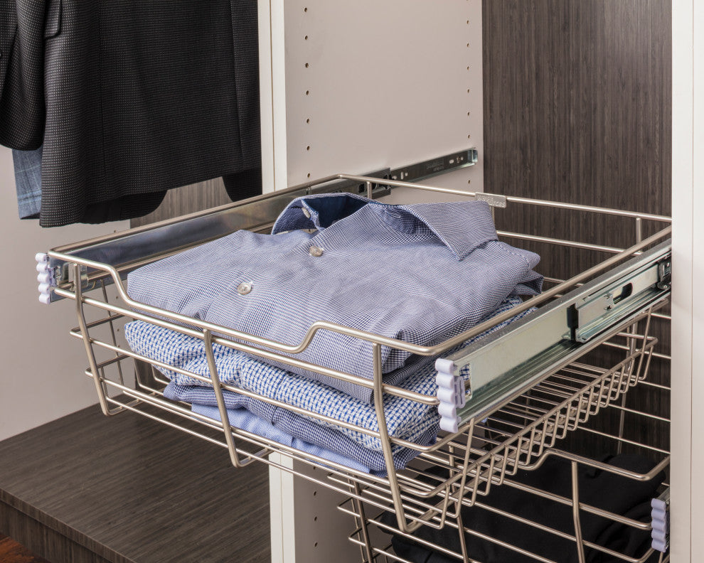 Satin Nickel Closet Pullout Basket 14"x23"x11"