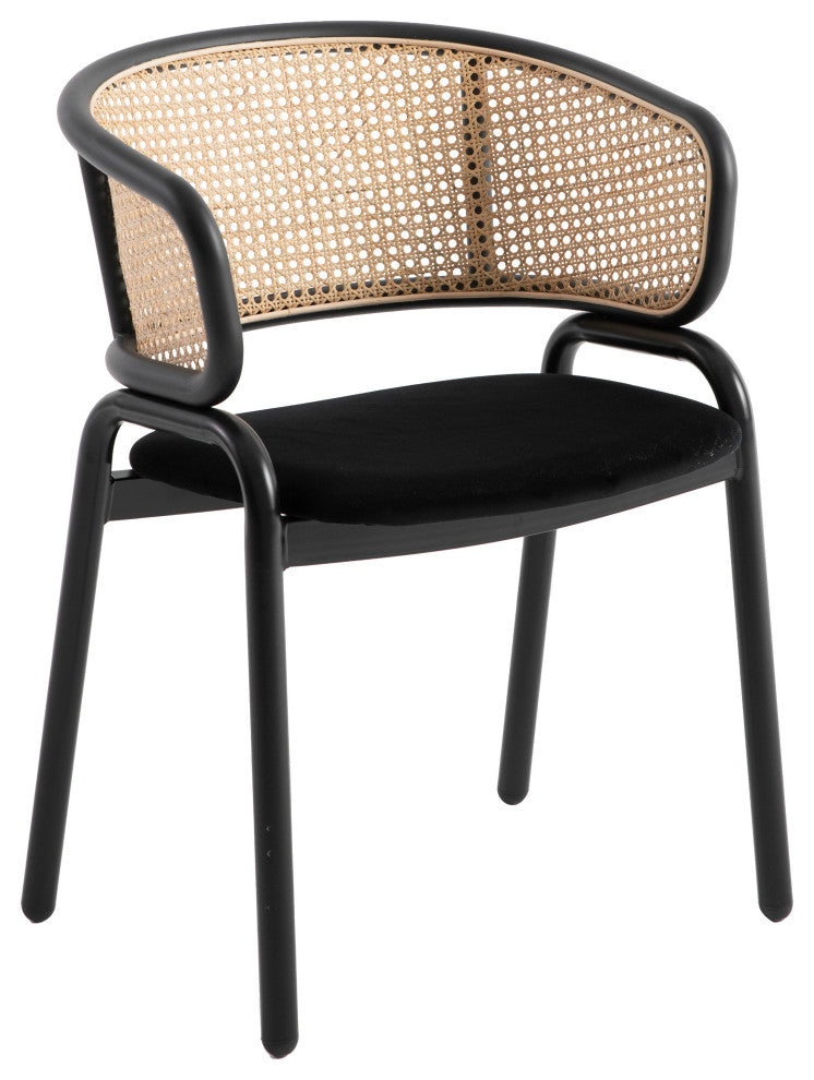 LeisureMod Ervilla Modern Dining Chair With Stainless Steel Legs, Black