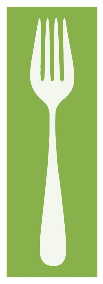 "Mealtime: White on Green - Fork" Digital Paper Print by BG.Studio, 20"x56"