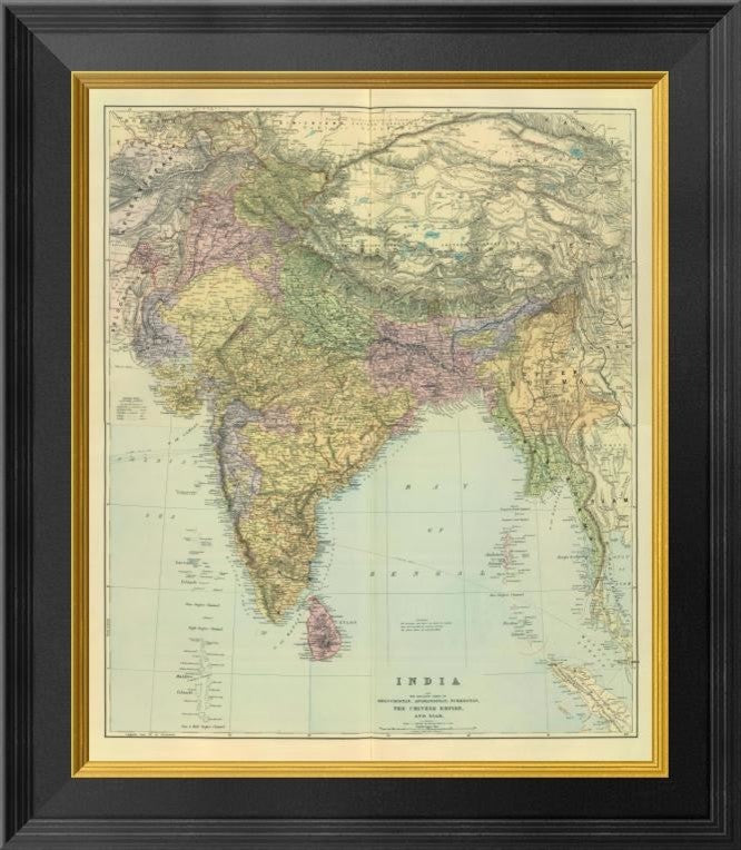 "Composite: India, 1901" Framed Canvas Giclee by Edward Stanford, 18x20"