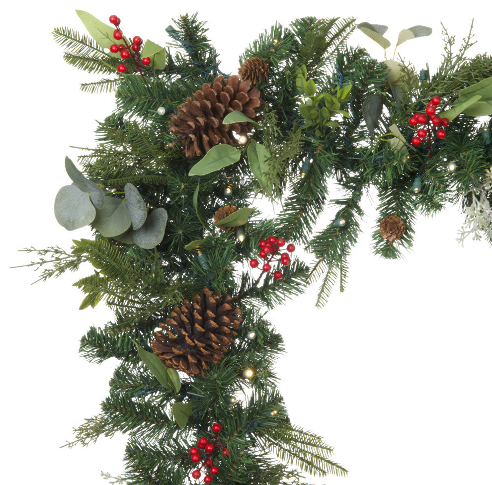 9' Artificial Christmas Garland with Lights, Christmas Woods