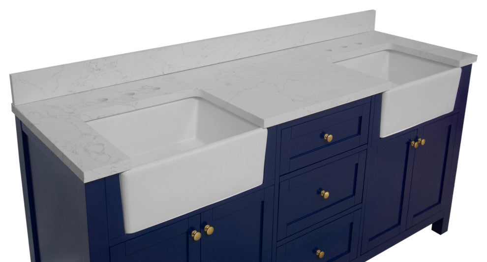 Yorkshire 72" Bathroom Vanity, Royal Blue, Engineered Marble