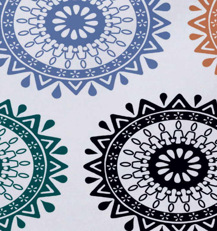 18"x14" Groovy, Geometric Print Placemat, Teal, Set of 4