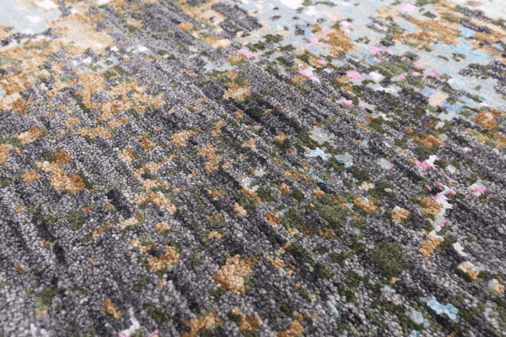 Abstract Handmade Wool and Silk Rug 8' 1" X 10' 1" Q6846
