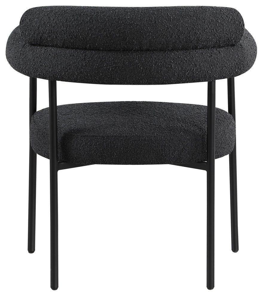 Blake Upholstered Dining Chair, Black, Boucle Fabric, Matte Black, Set of 2