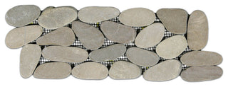 Java Tan pebble tile border, 4"x12", hand-sorted, mesh-backed for floors